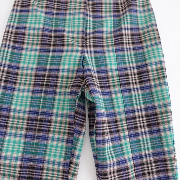 Urban Outfitters Green and Navy Checker Print Skinny Pants Size  4 - Picture 8 of 13